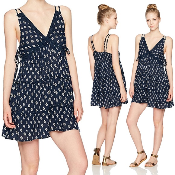 Angie Dresses & Skirts - Boho Lace-Up Sides Double Strap Swing Dress NWT